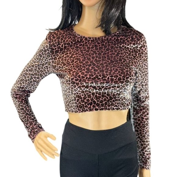 (5 for $25)Style Angeles Cheetah Print Long Sleeve Crop Top Size Small NWT - Picture 1 of 7